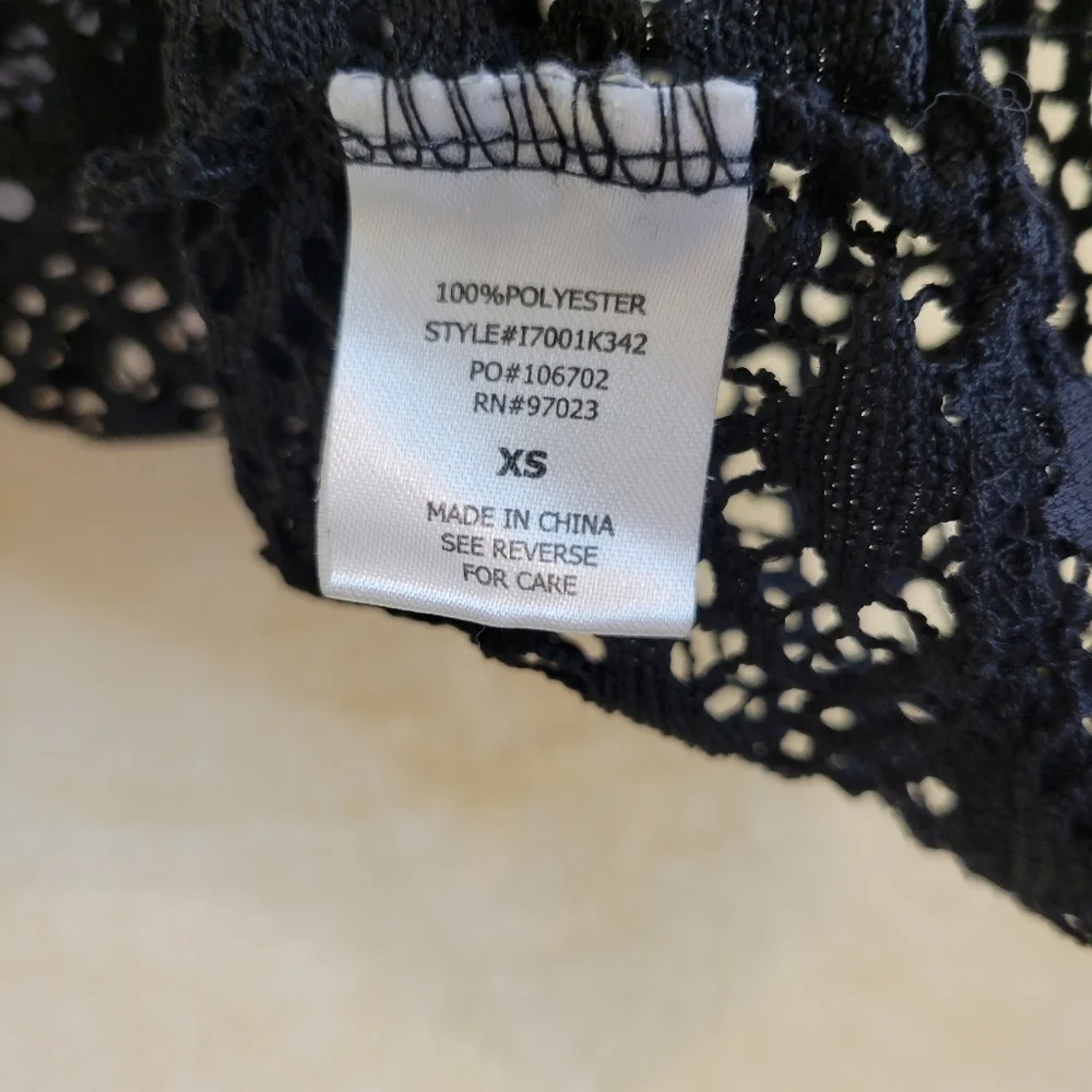 Miken Swim Black Crochet Empire Waist Swimsuit Cover‎ Up